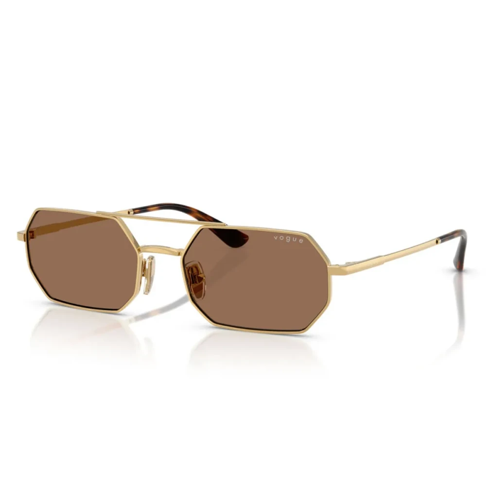 Vogue Yellow Sunglasses, Unisex, 55 Mm, Geometric Metal Sunglasses Brown