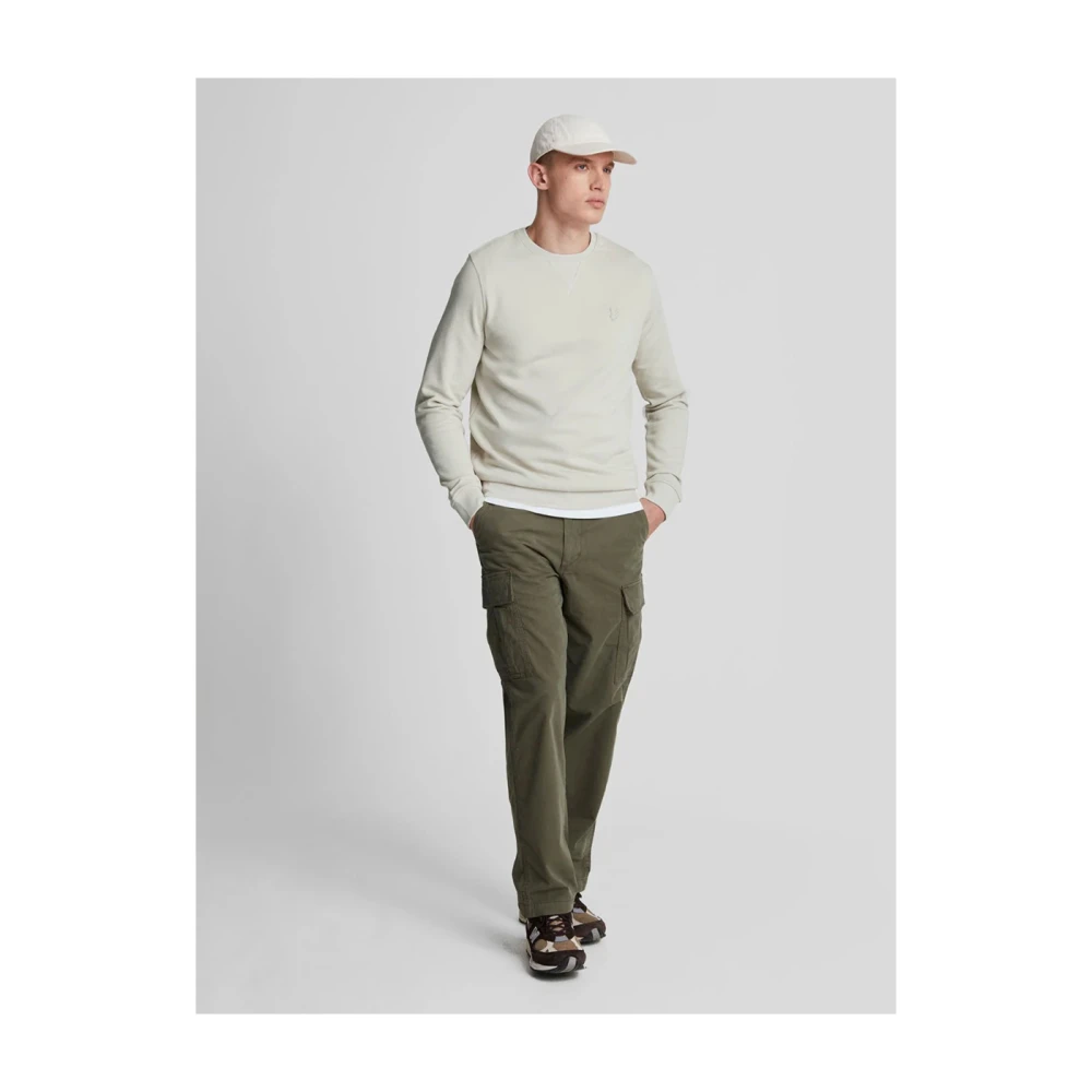 Lyle & Scott Tonal Eagle Crew Neck Sweater Beige Heren