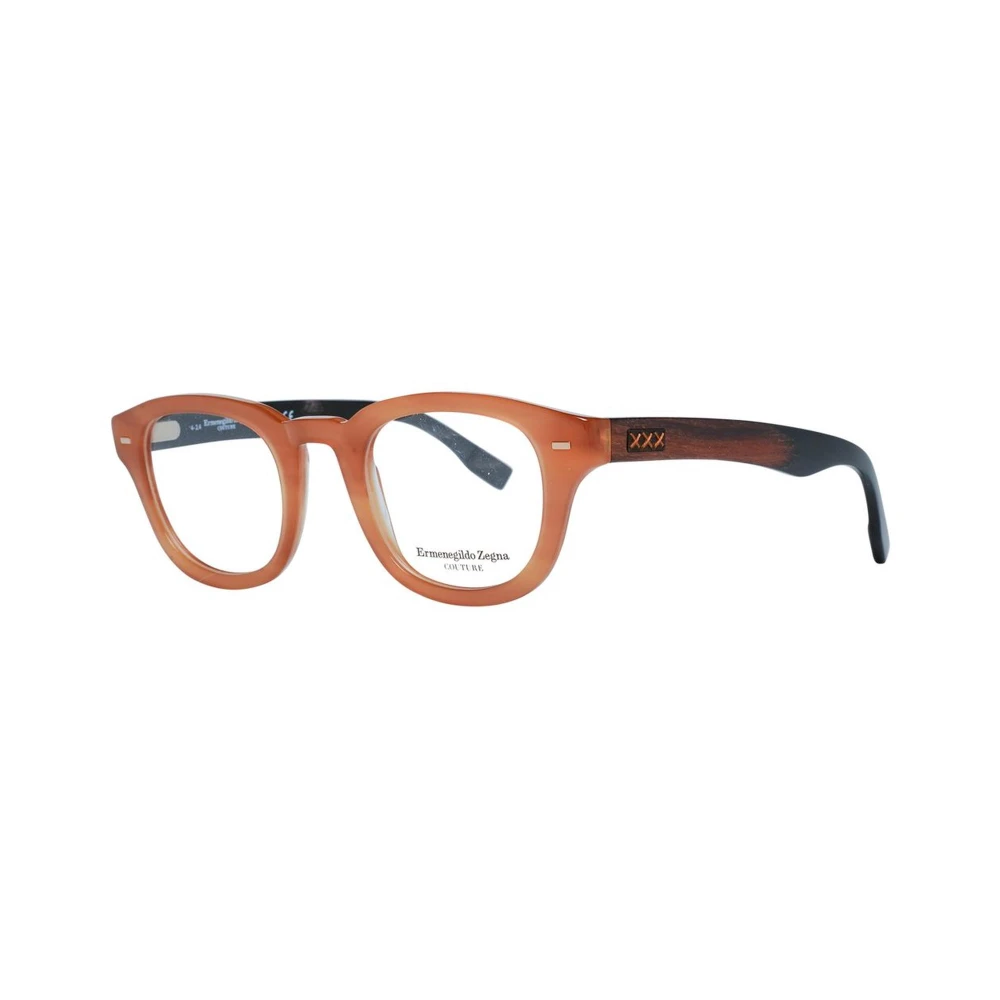 Ermenegildo Zegna Bruine Ronde Kunststof Optische Monturen Brown Heren