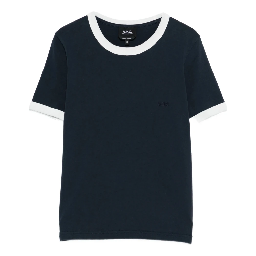 A.p.c. Women's Blue T-Shirts, Xs, Ringer Crop T-Shirt