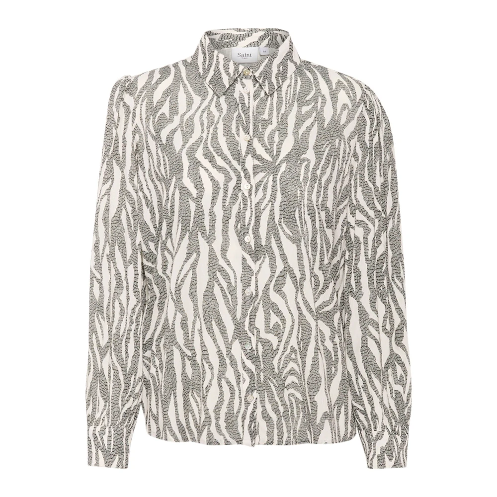 Saint Tropez Svart Zebra Grafisk Blus Multicolor, Dam