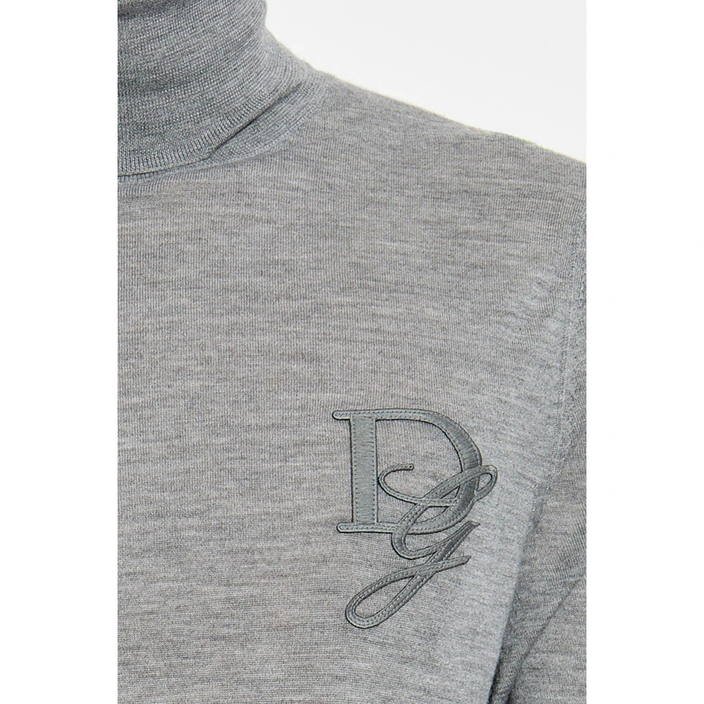 Dolce & Gabbana Kasjmier coltrui met geborduurd logo Gray Heren