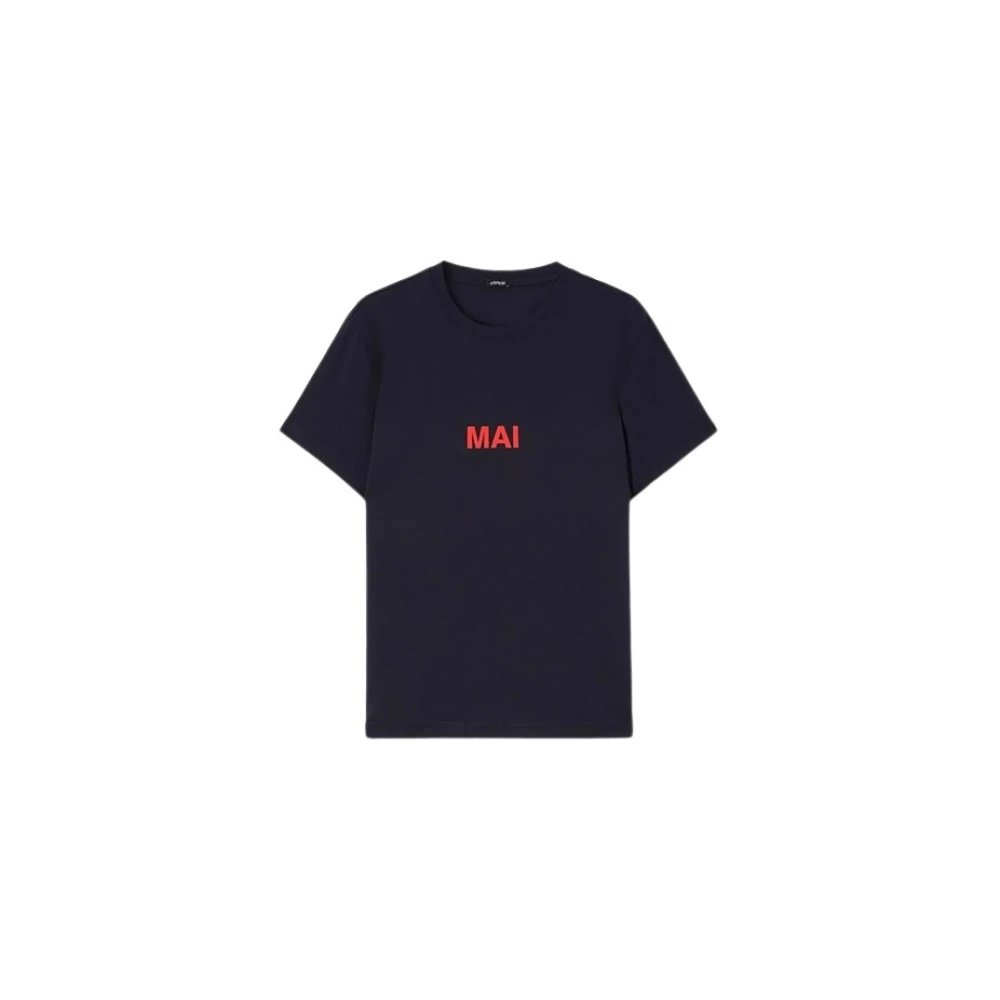 Aspesi Navy Blauw Katoenen T-shirt MAI E Sempre Blue Dames