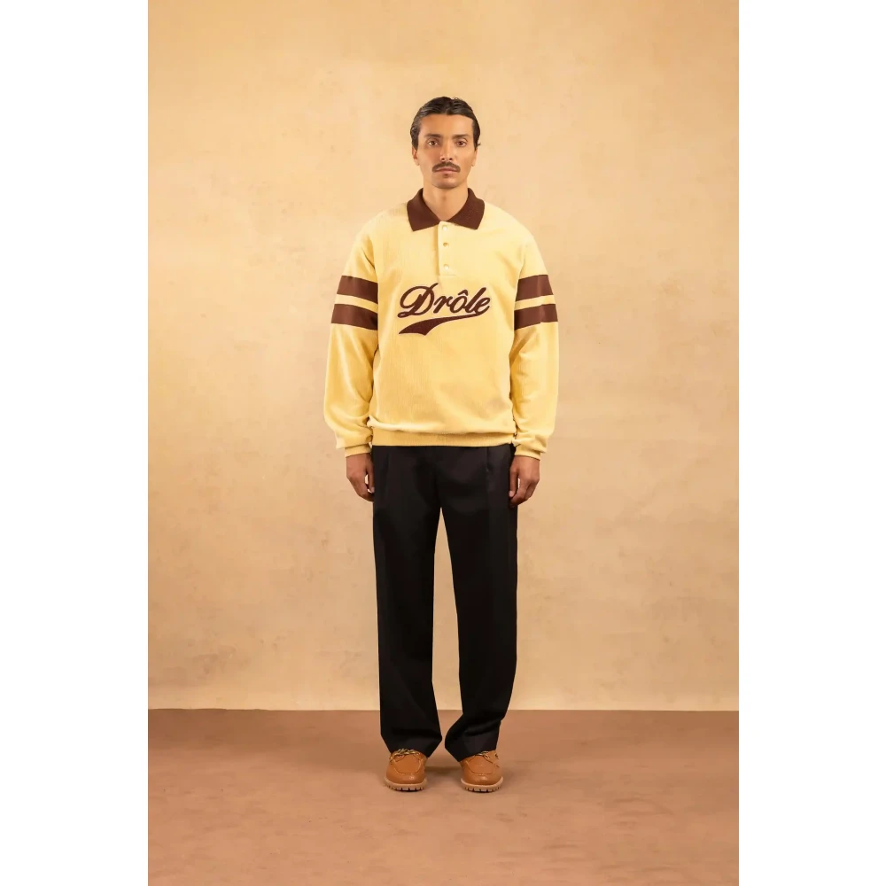 Drole de Monsieur Velours Polo Shirt Stijlvol Ontwerp Yellow Heren