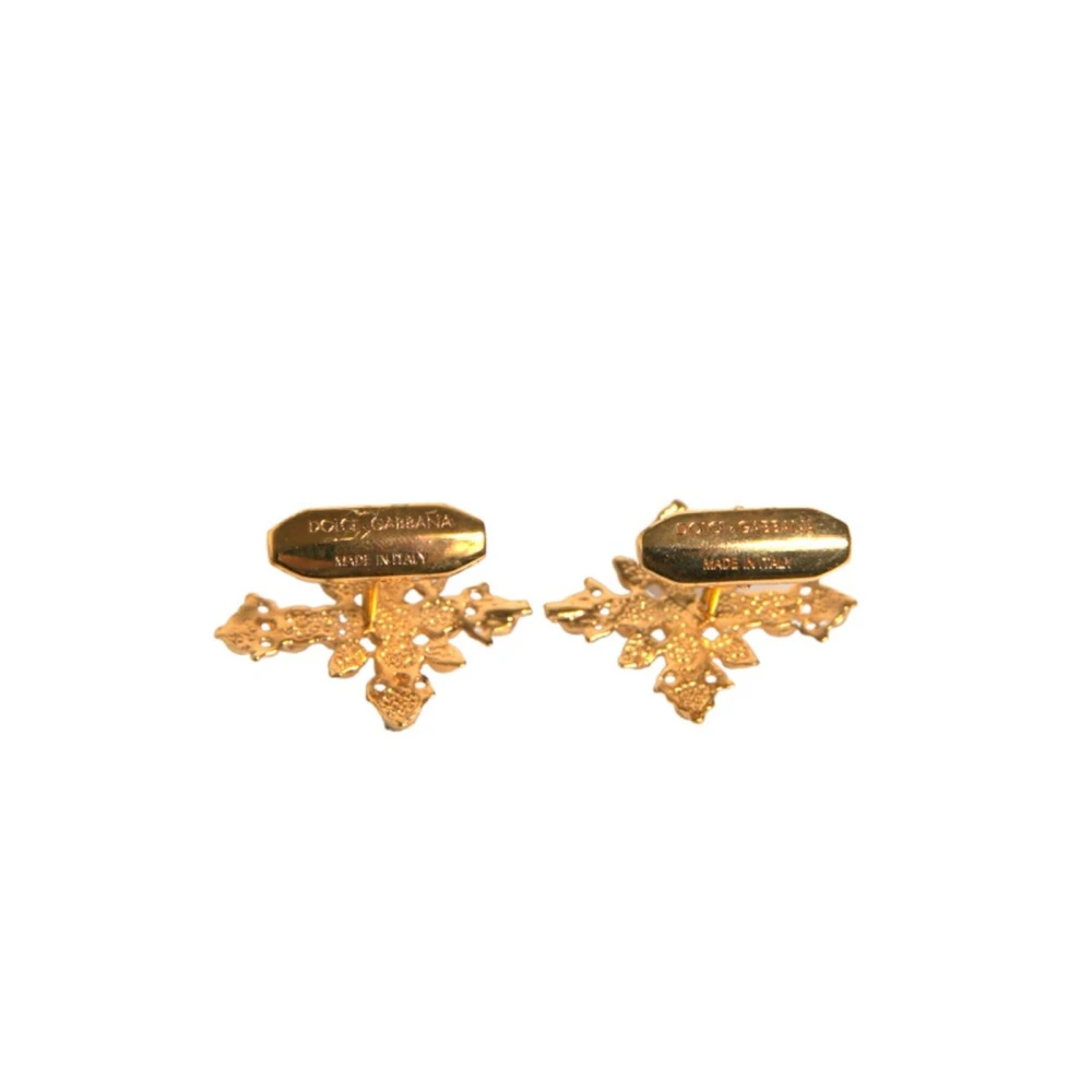 Dolce & Gabbana Gouden Kruis Kristal Manchetknopen Yellow Heren