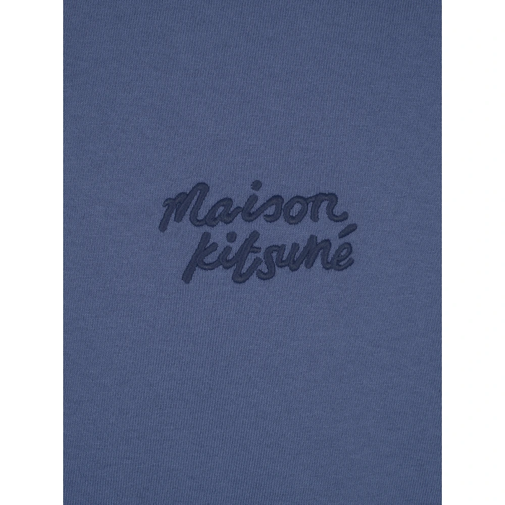 Maison Kitsuné Handgeschreven Comfort T-shirt Blue Heren