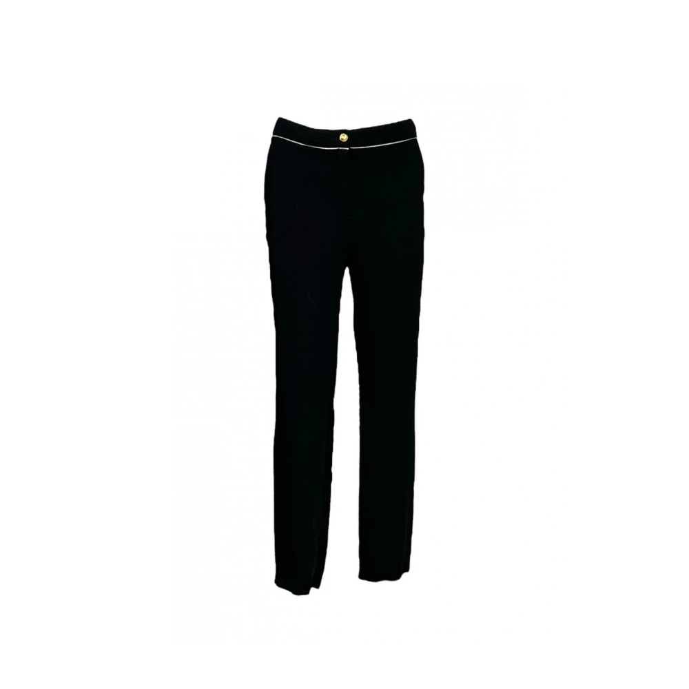 Cavalli Class Klassieke katoenen broek met gouden logoknop Black Dames