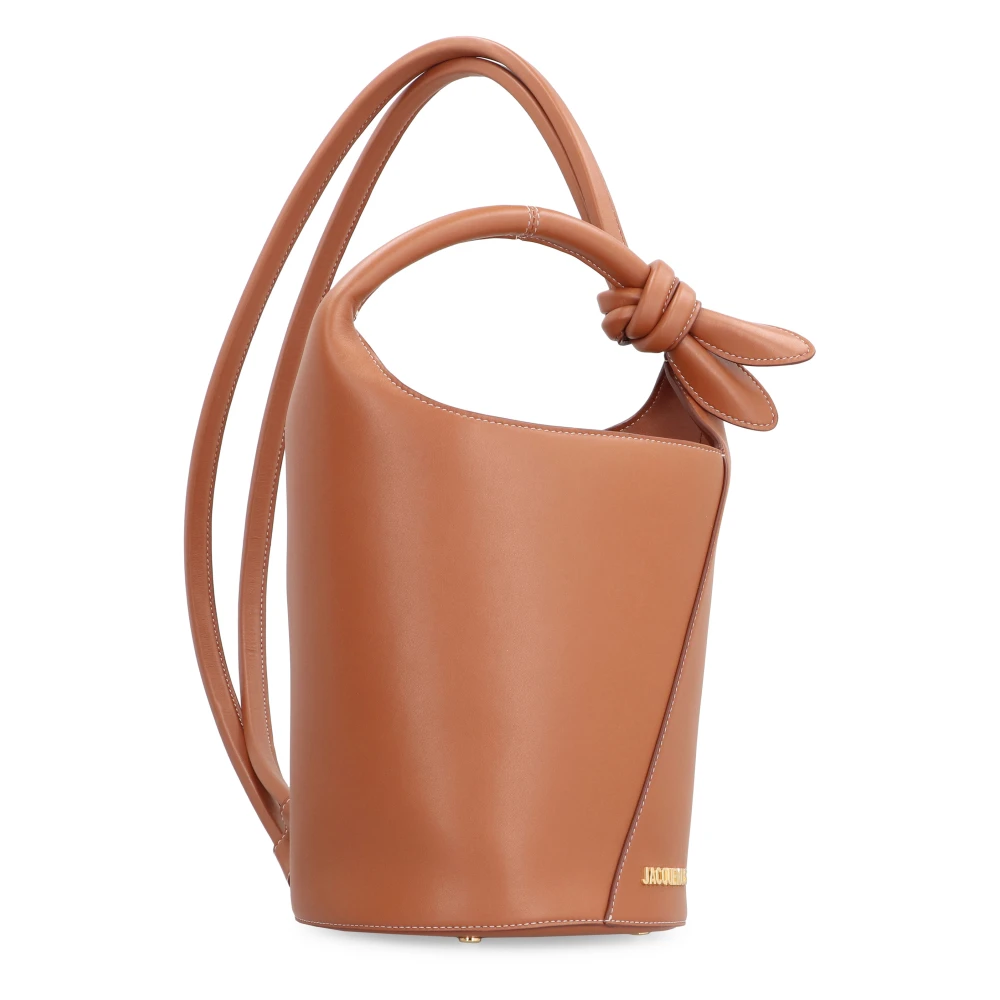 Jacquemus Mini bucket tas met drukknoopsluiting Brown Dames