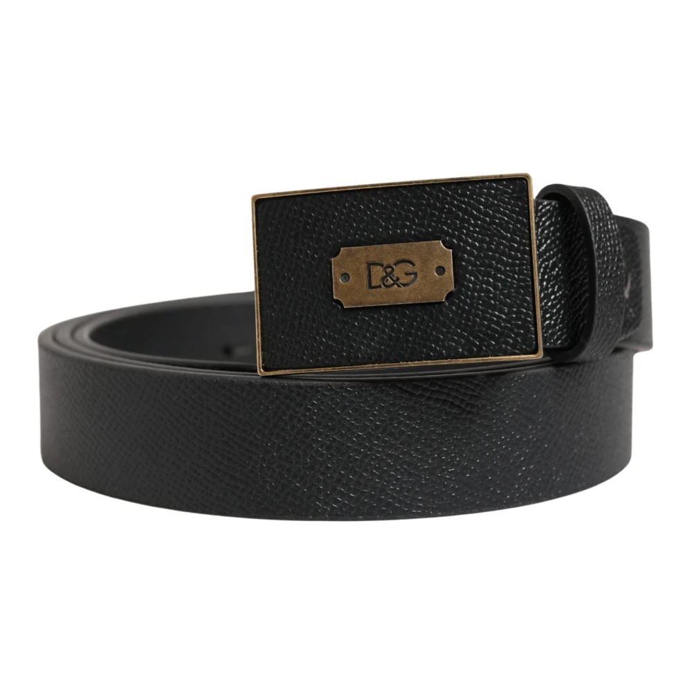 Dolce & Gabbana Mannelijk Zwart Klassieke Leren Riem Met Logo Gesp