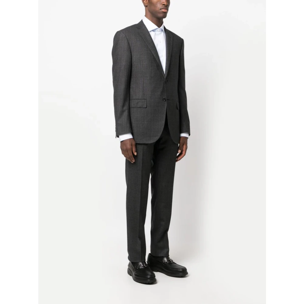 Corneliani Geruite Wol Kasjmier Pak Gray Heren