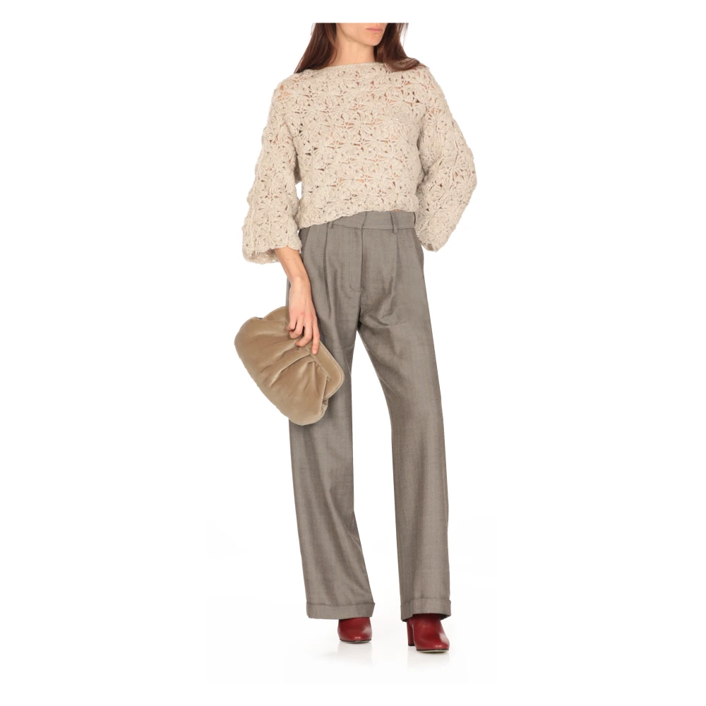 Antonelli Firenze Beige Wollen Trui met Uitgesneden Details Beige Dames