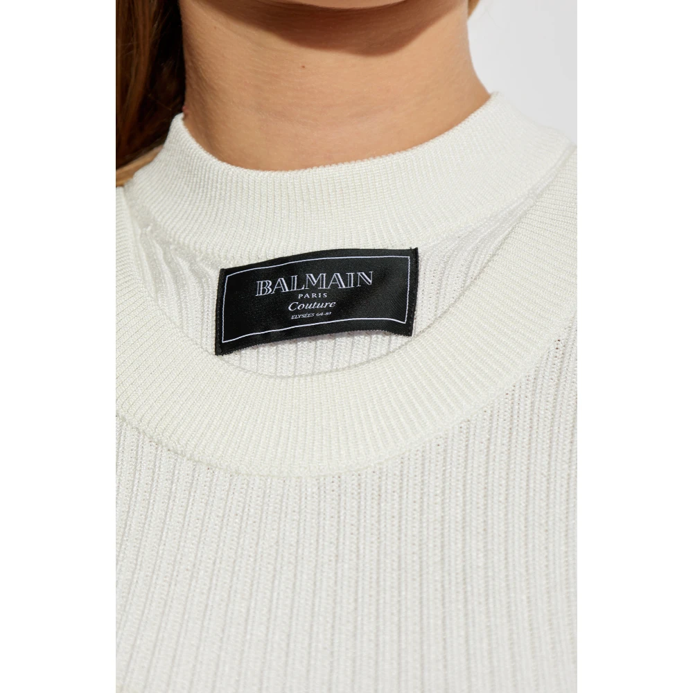 Balmain Fitted Jurk Beige Dames