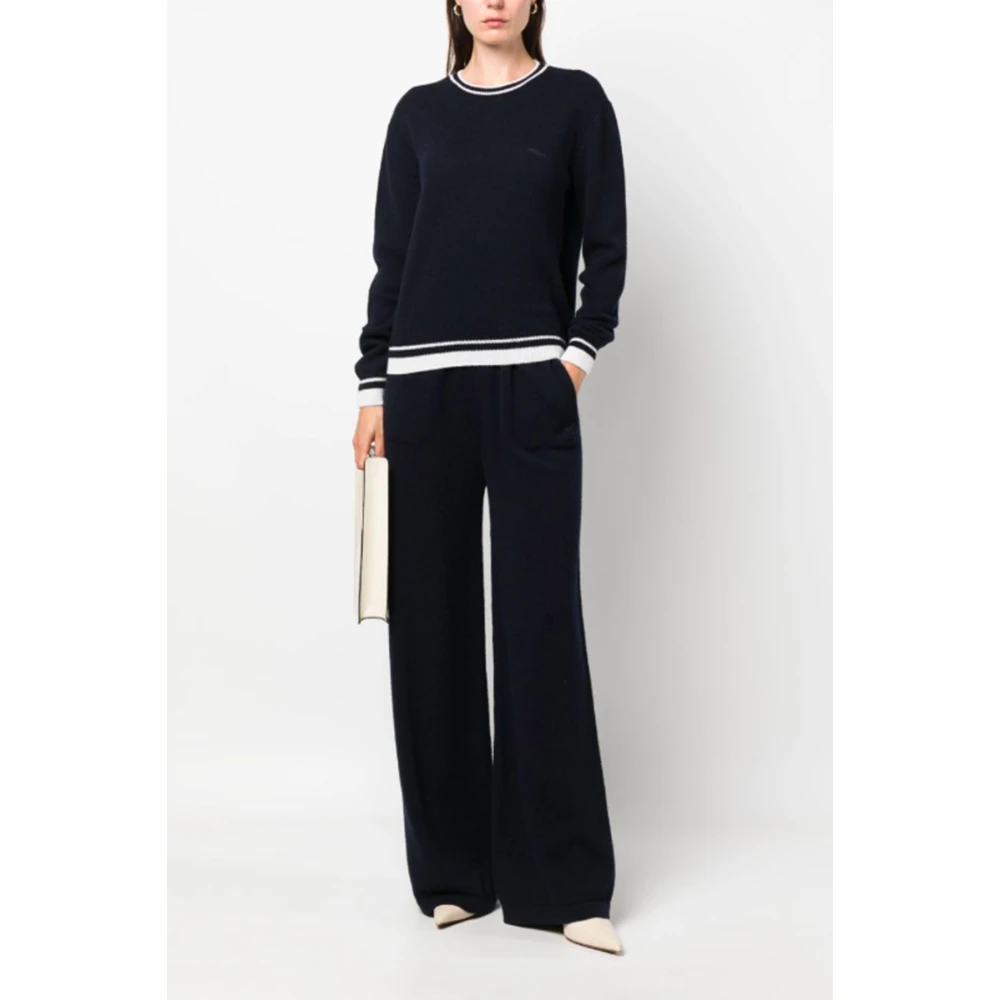 Msgm Blauwe Trui met Contrasterende Randen Blue Dames