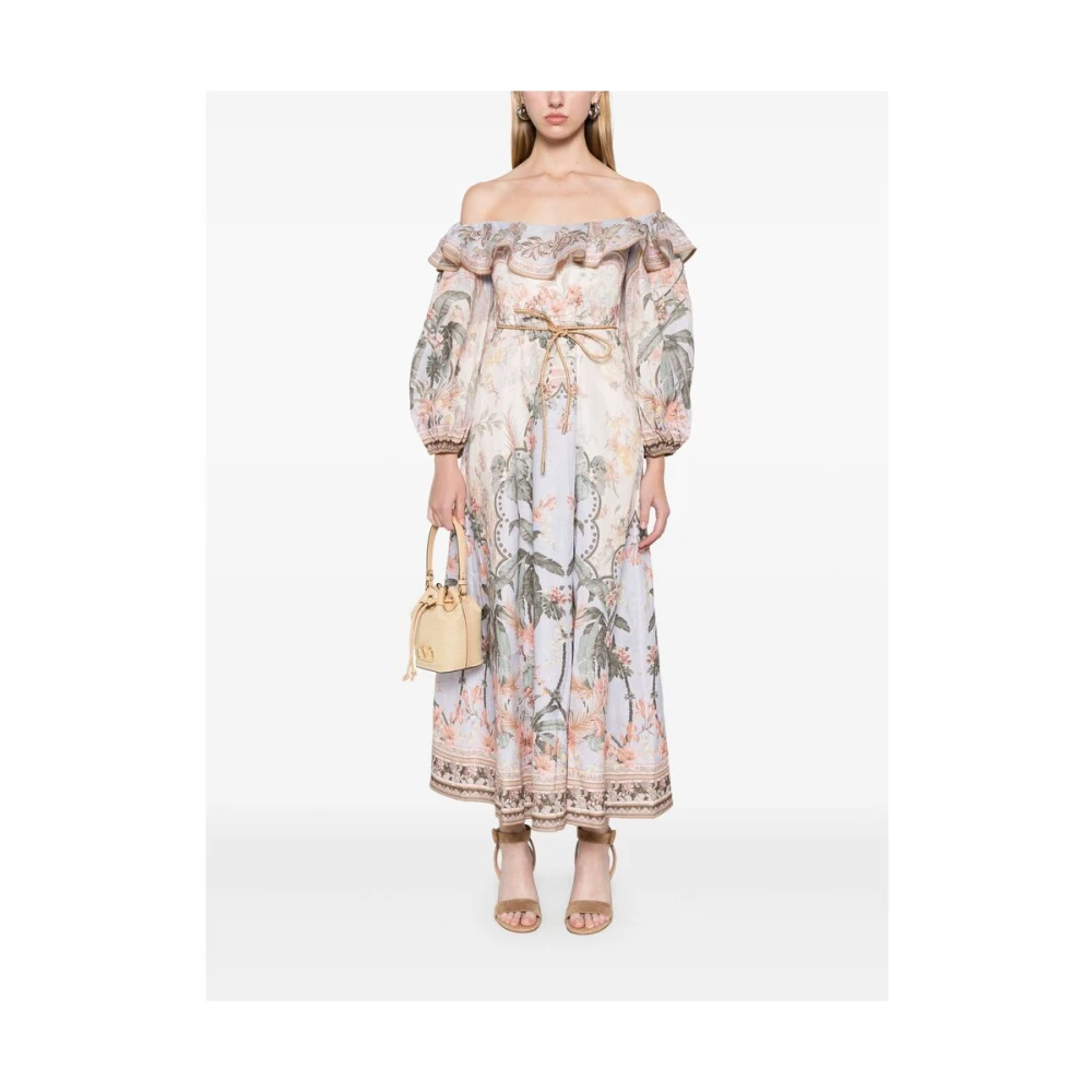 Zimmermann Bloemen Off-Shoulder Jurk Multicolor Dames