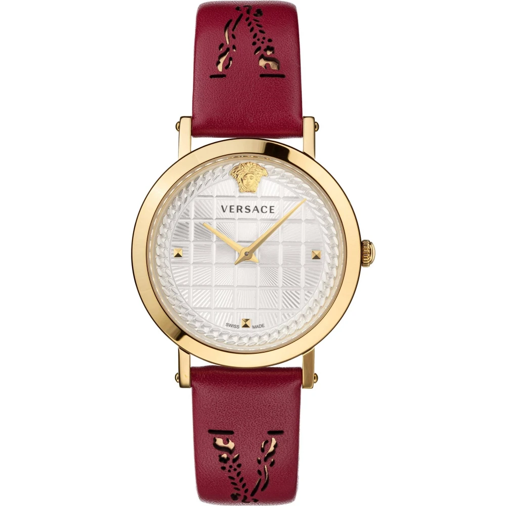 Versace Women's Red Medusa Chain Leather Watch