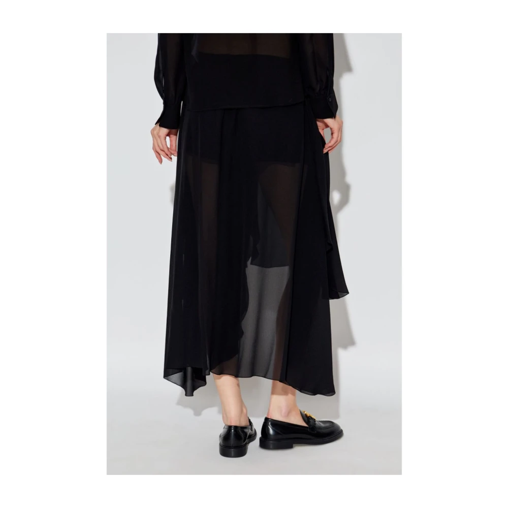 Chloé Zwarte Zijden Georgette Asymmetrische Shorts Black Dames