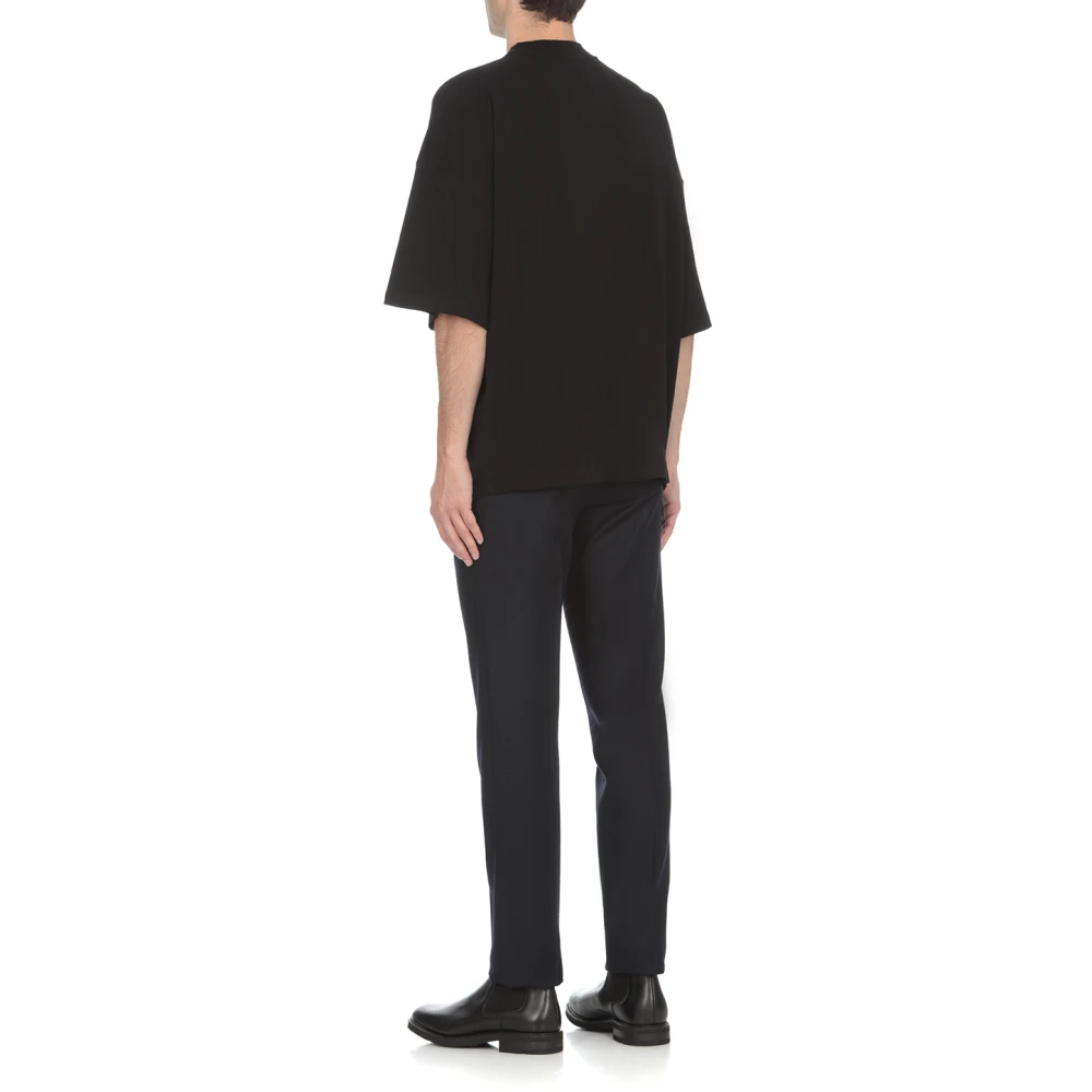 Jil Sander Zwarte Oversized Katoenen T-shirt voor Mannen Black Heren