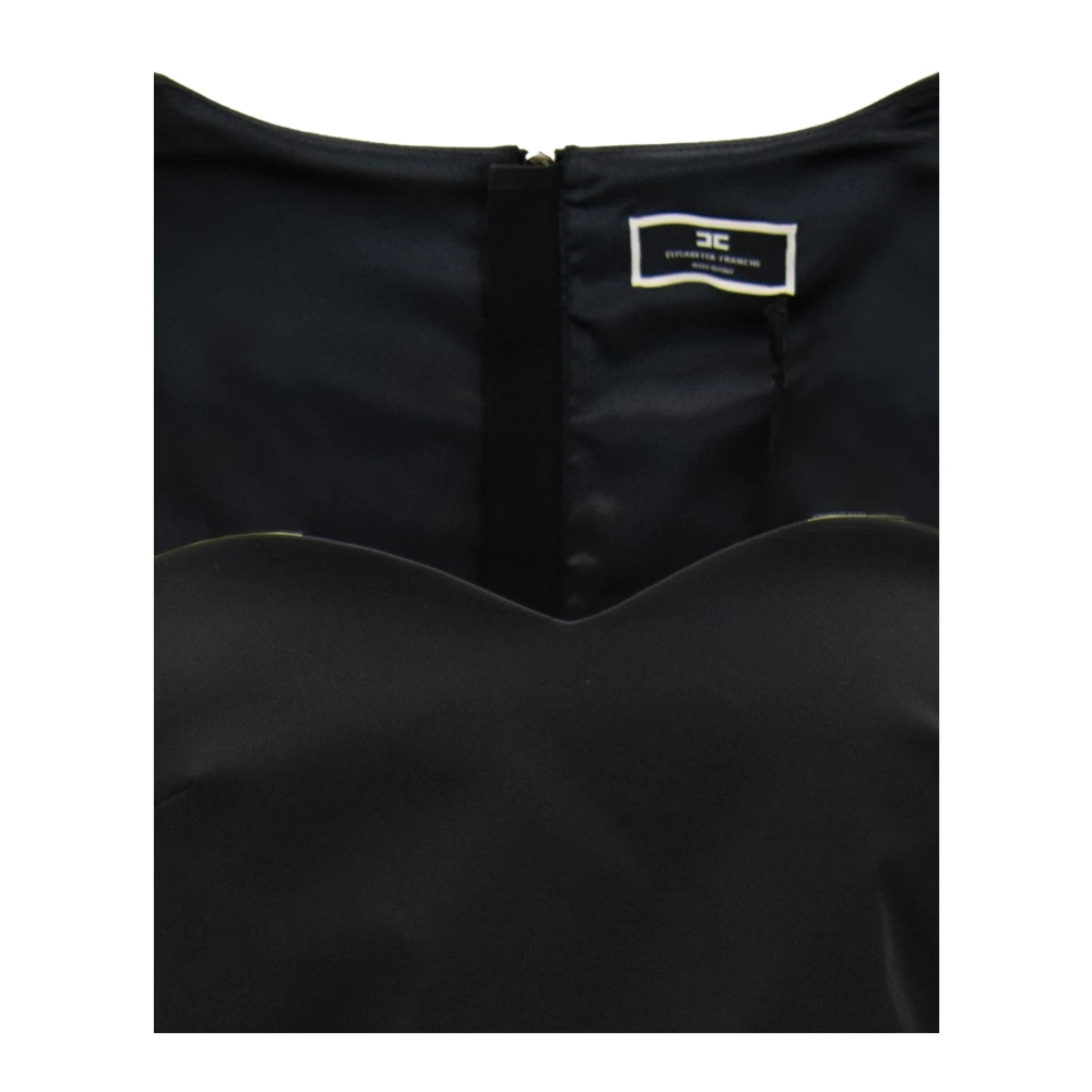 Elisabetta Franchi Gerimpelde Mouwloze Jurk met Gouden Detail Black Dames