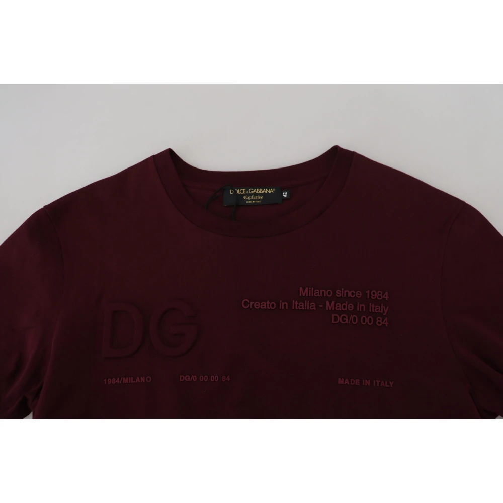 Dolce & Gabbana Maroon Bedrukt Kortemouwen Heren T-shirt Red Heren