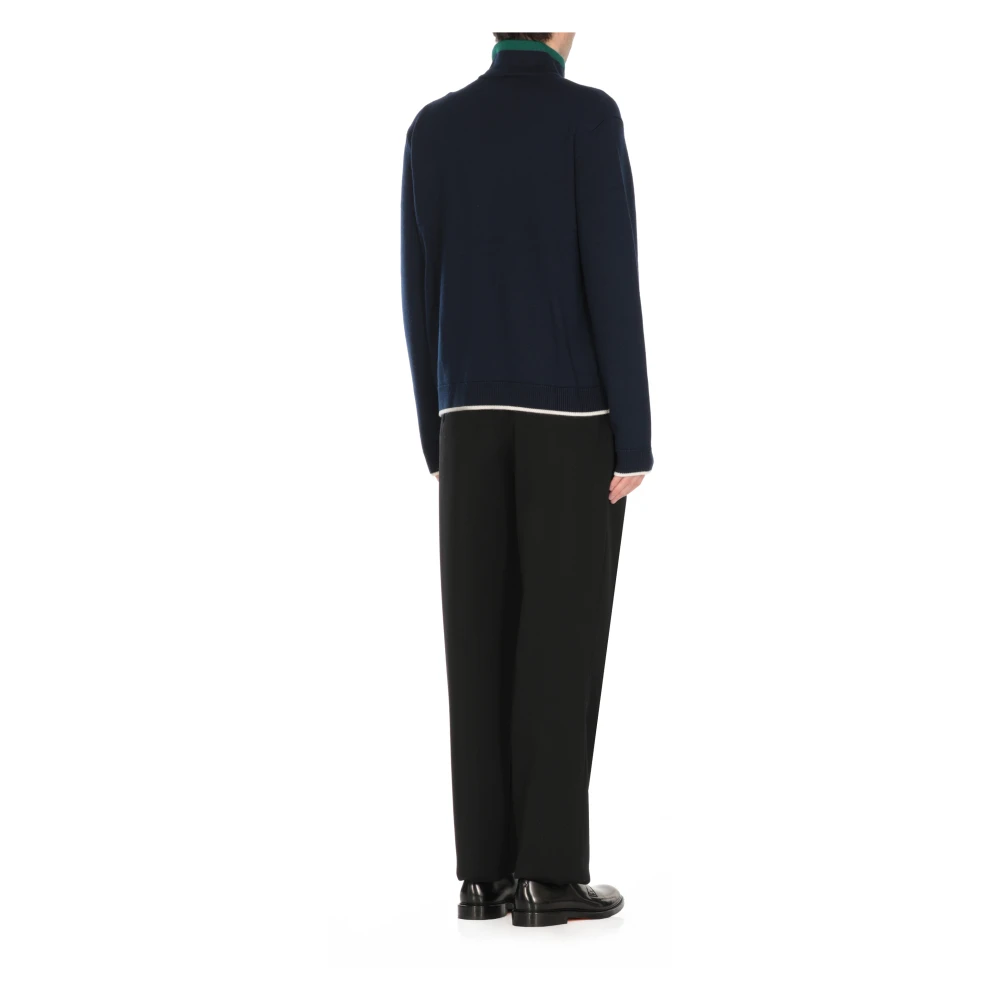Casablanca Blauwe Wollen Vest met Hoge Hals Blue Heren