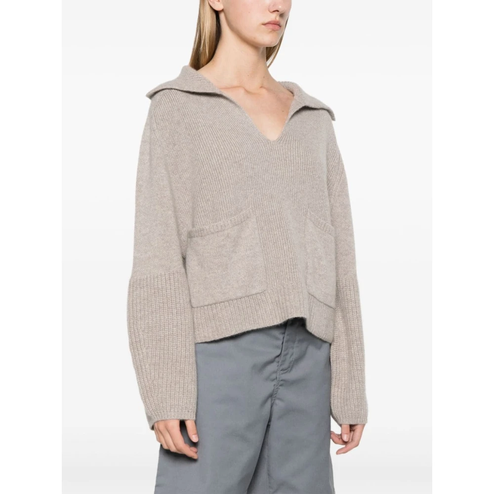 allude Grijze Kasjmiertrui met V-hals Gray Dames