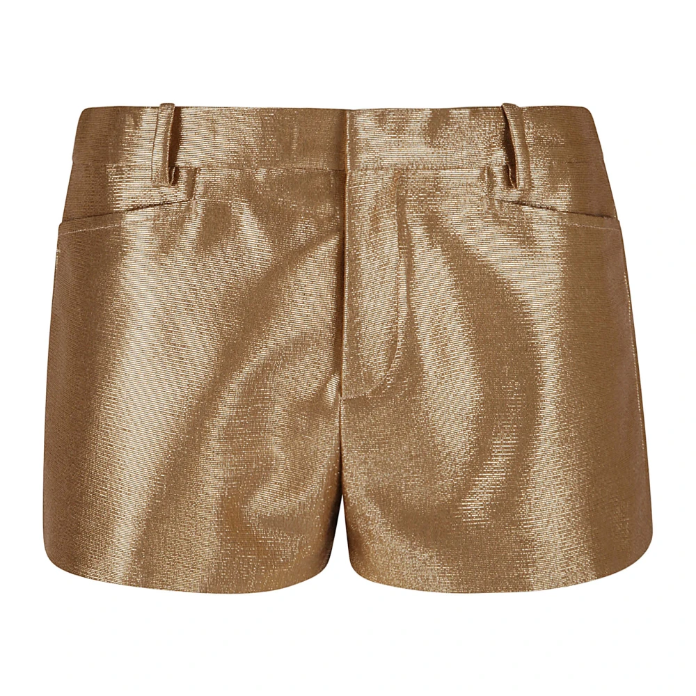 Tom Ford Gouden Lurex Wol Shorts Yellow Dames