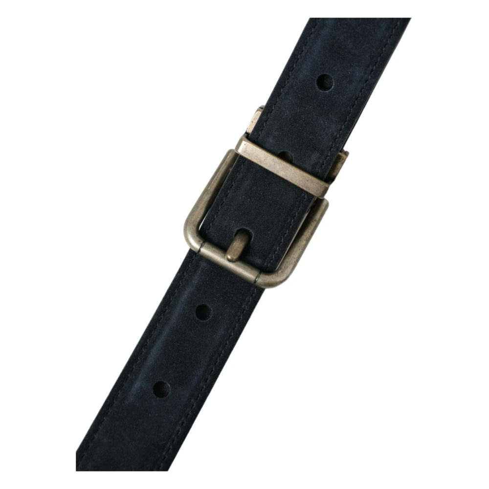 Dolce & Gabbana Blauwe leren riem met metalen gesp Blue Heren