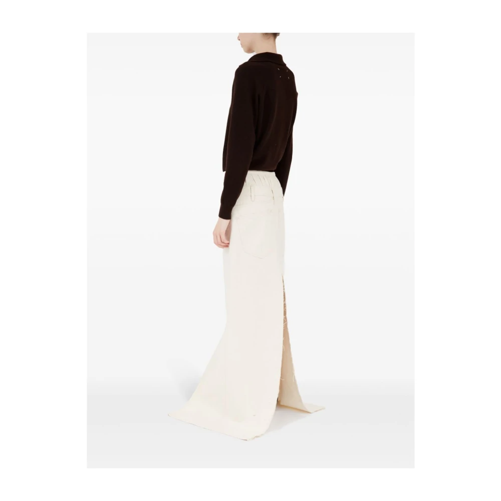 Maison Margiela Crème Denim Lange Rok met Intiem Top Effect White Dames