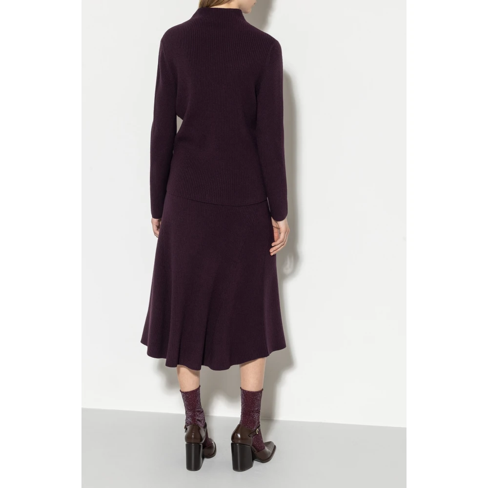 LUISA CERANO Bourgondische Geribbelde Midi Rok Red Dames
