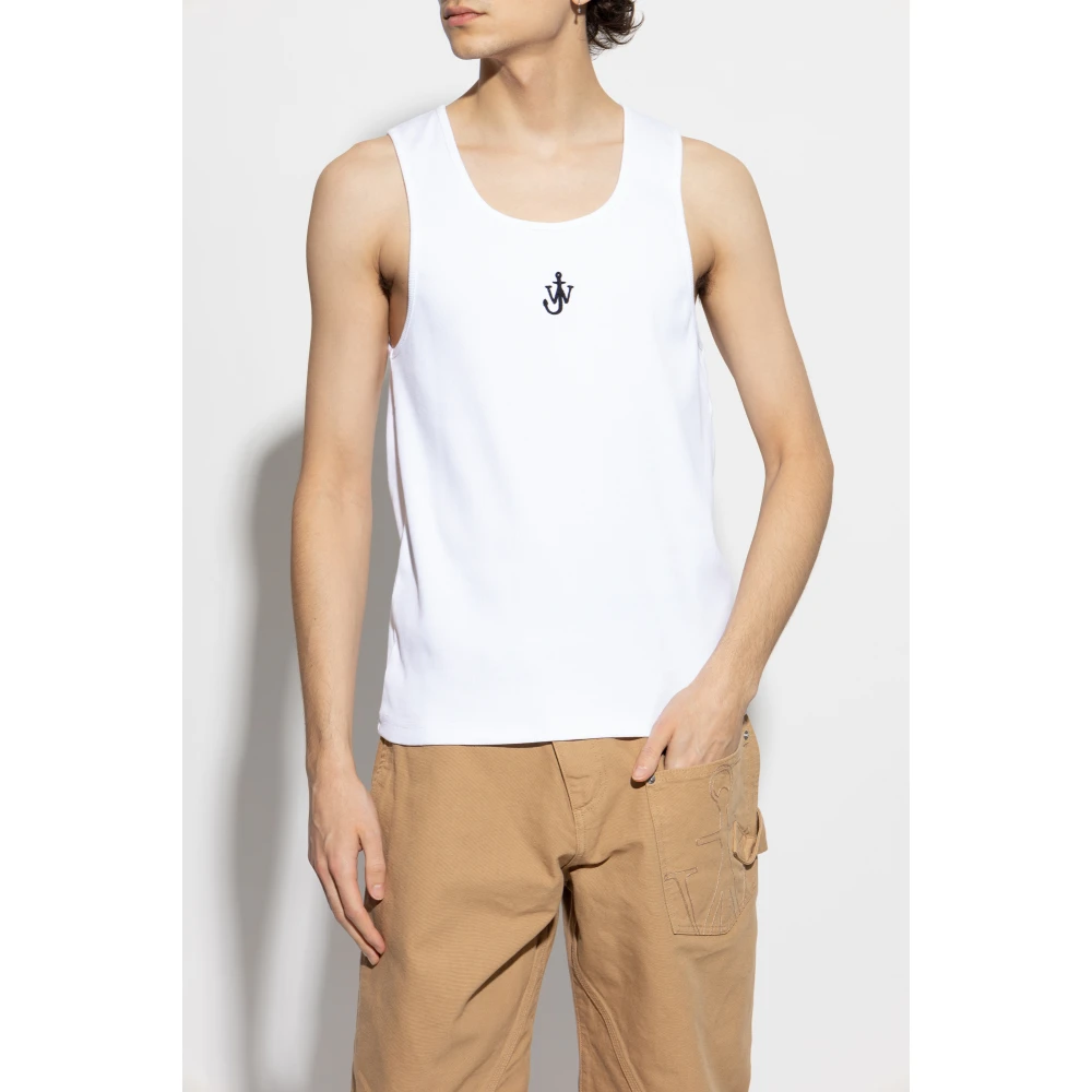 JW Anderson Geribbelde top White Heren
