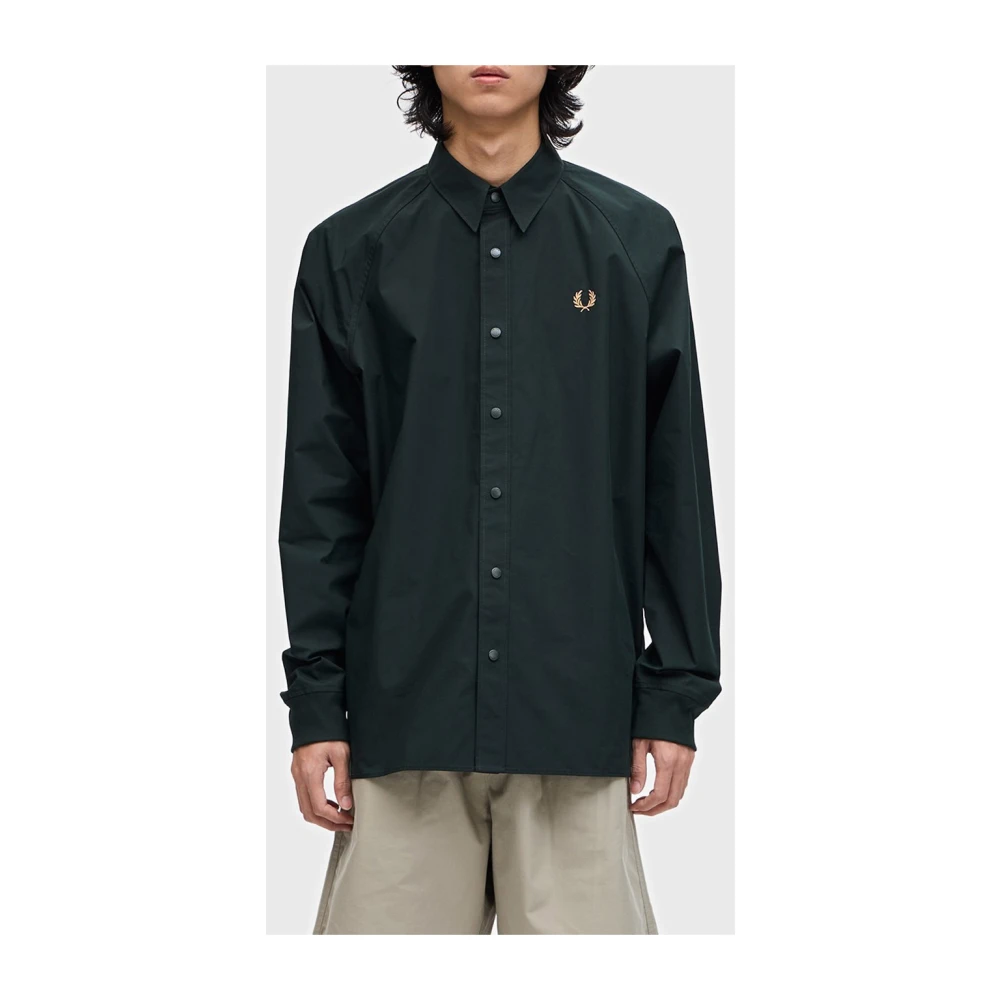 Fred Perry Raglan Overshirt Groen Donker Casual Heren Green Heren