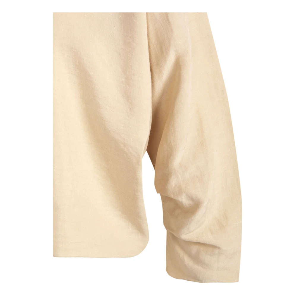Cortana Beige Linnen Zijden Losse Top Beige Dames