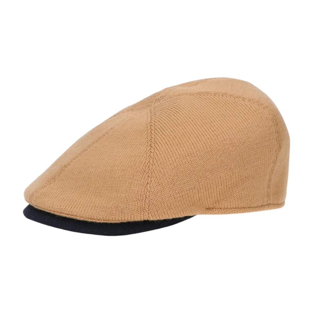 Borsalino Tweekleurige Wol Flat Beret Brown Unisex