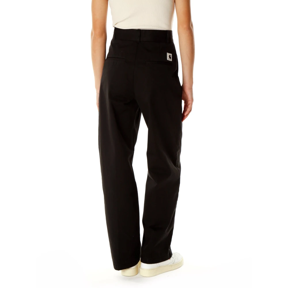 Carhartt WIP Hoge Taille Loose Fit Twill Broek Black Dames