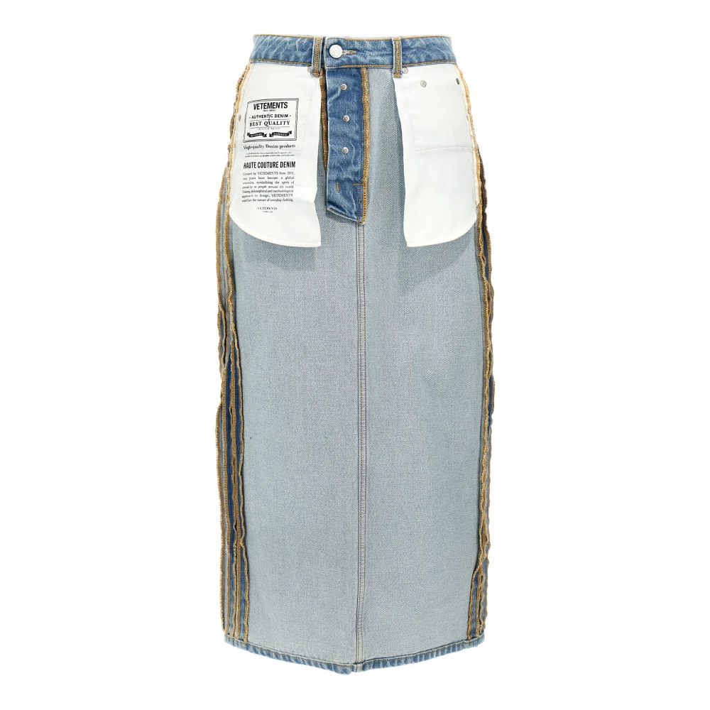 Vetements Blue Inside-Out Skirt - Female - Denim Skirts - M - Skirts