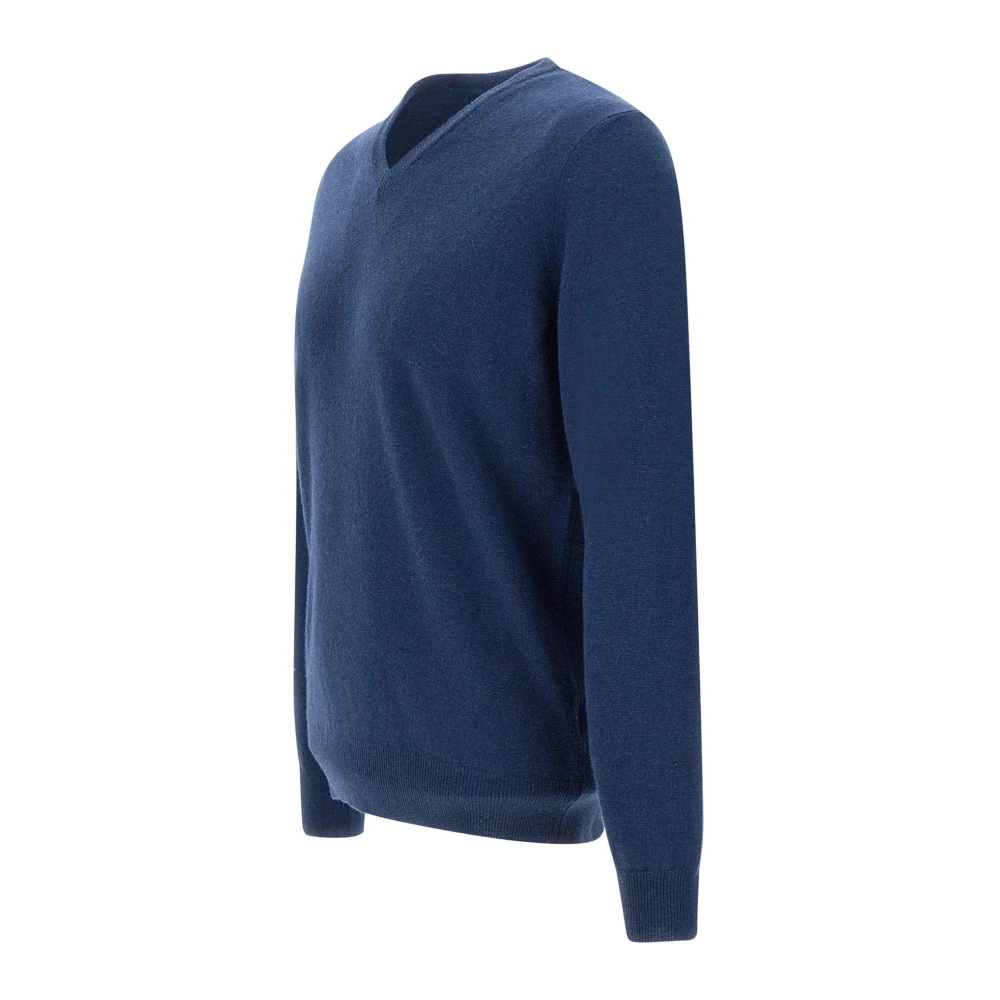 Kangra Blauwe Merinowol V-hals Trui Blue Heren