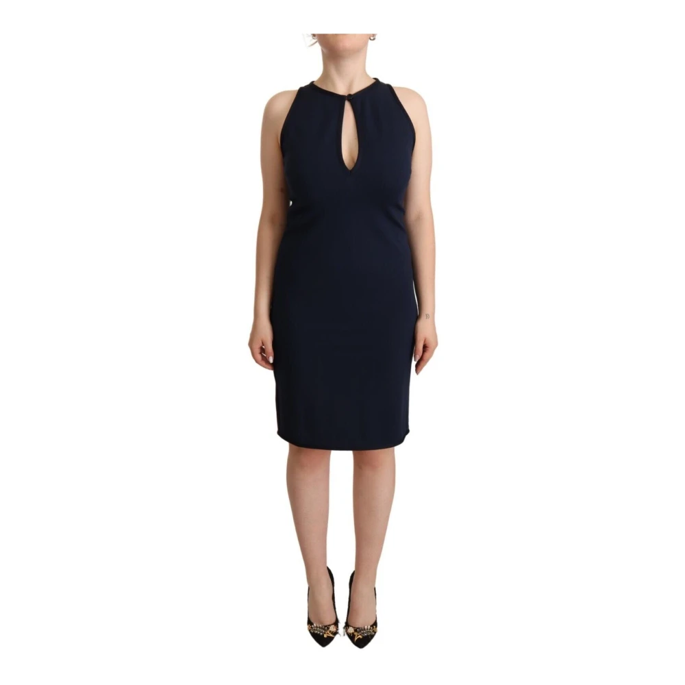 John Galliano Women's Blue Sleeveless Sheath Dress In Navy