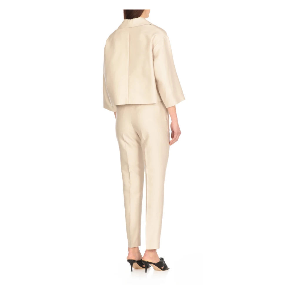Fabiana Filippi Beige Katoen Zijden Blazer Vrouw Beige Dames