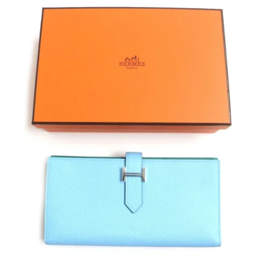 Hermès Vintage Pre-owned Leather wallets Blue Dames
