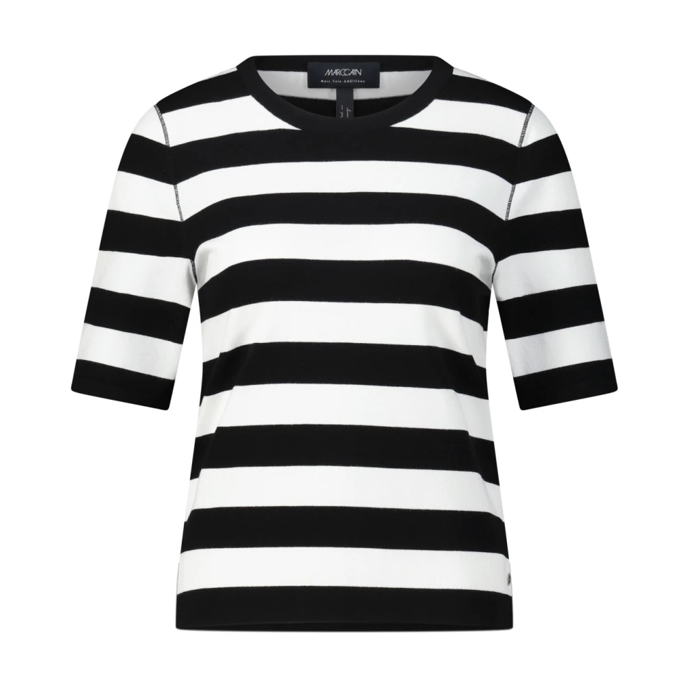 Marc Cain Gestreepte korte mouw trui White Dames