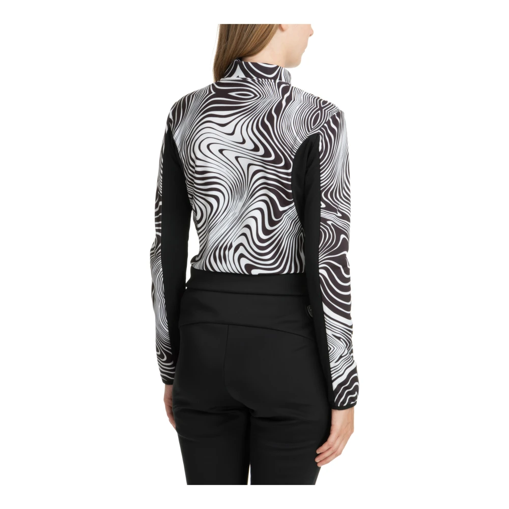 Emporio Armani EA7 Abstract Multicolor Rits-Sweatshirt White Dames