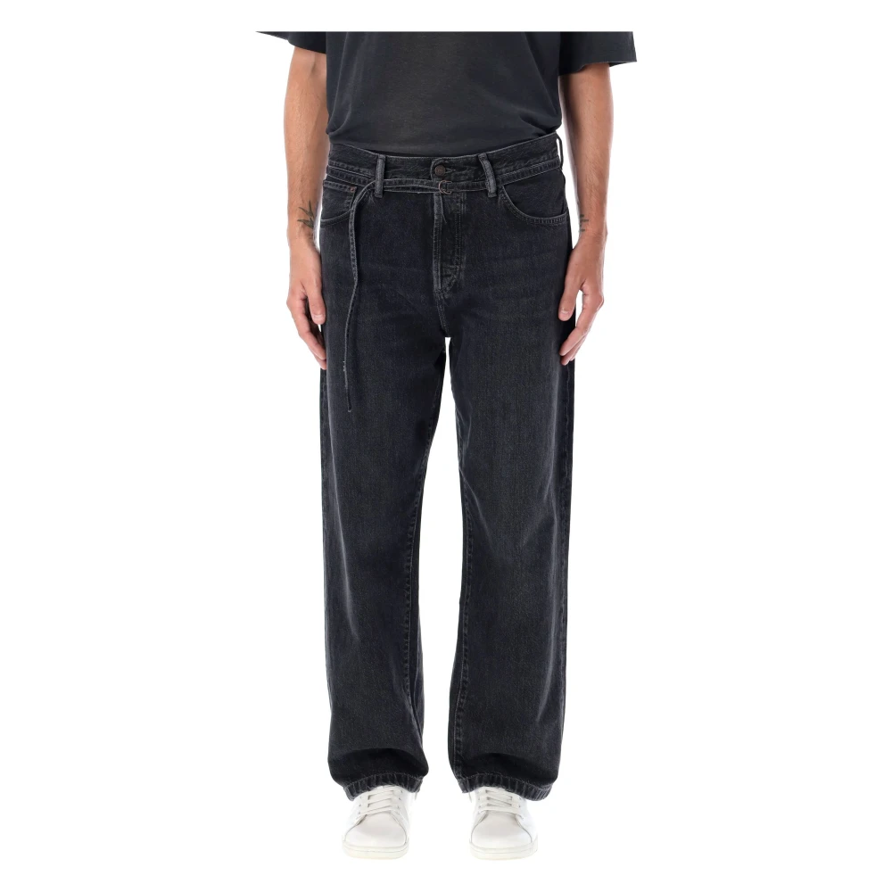 Acne Studios Zwarte Versleten Losse Fit Jeans Black Heren