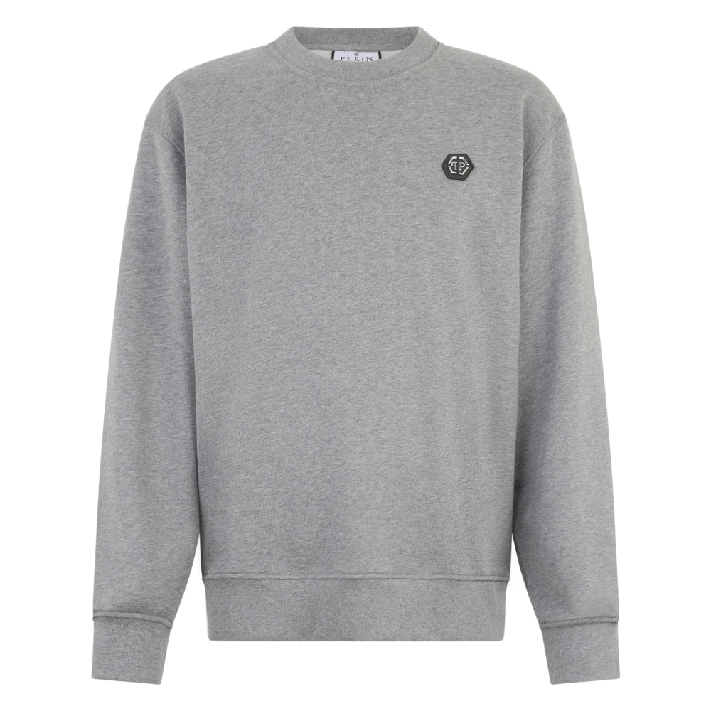 Philipp Plein Men's Gray Sweatshirts, Xl, Round Neck Sweatshirt Basic
