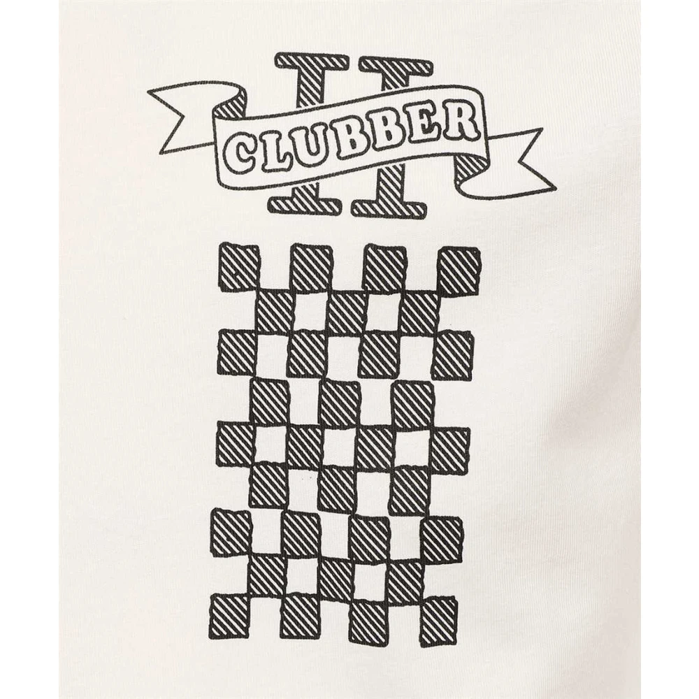 Les Deux Geribbelde Crew-neck T-shirt met Print Beige Heren