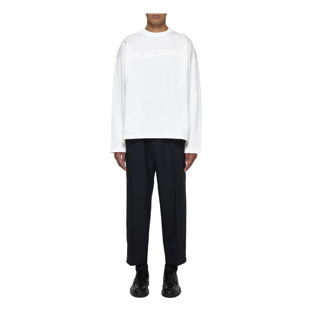 Jil Sander Wit Katoenen T-shirt met Lange Mouwen White Heren