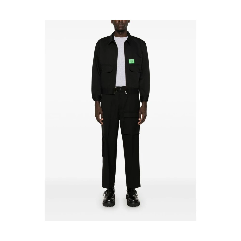 Costumein Zwarte Wol Cargo Broek Black Heren