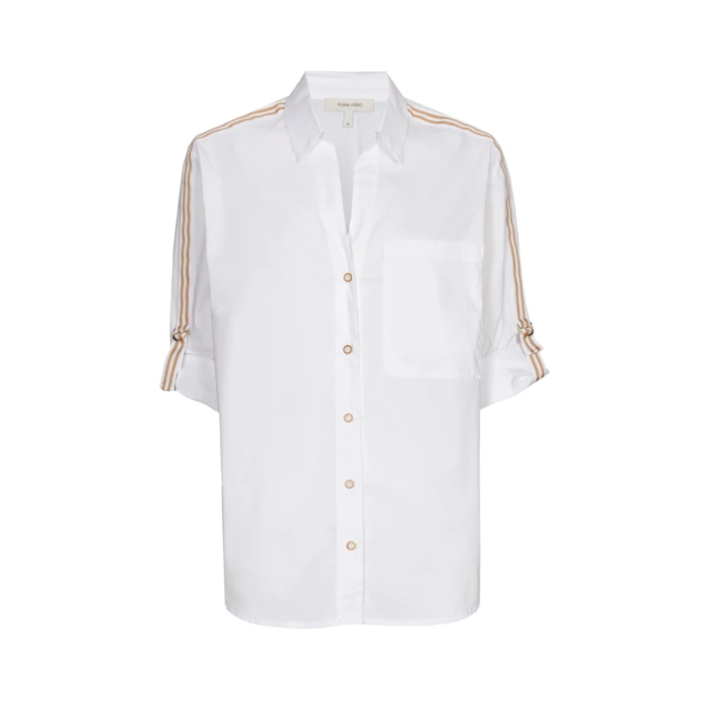 Marie Méro Witte Katoenen Stretch Blouse met Lint White Dames