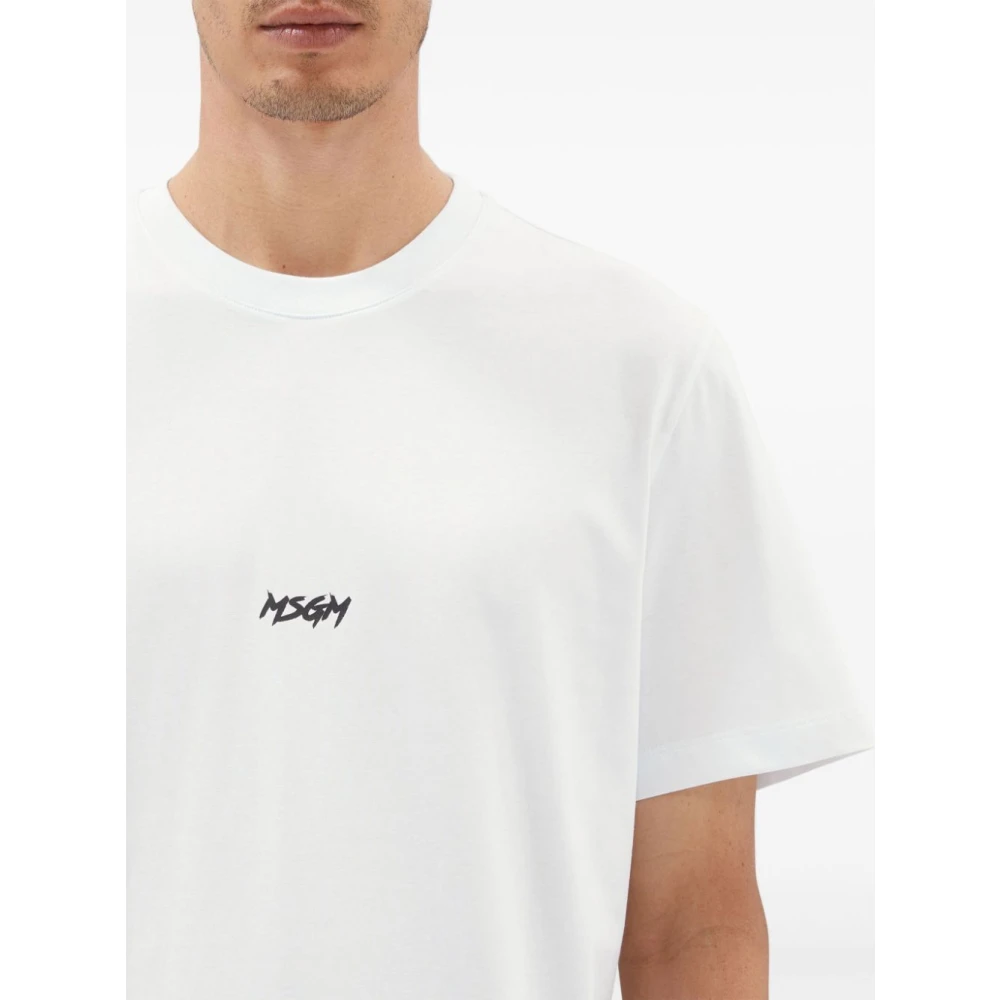 Msgm Katoenen T-shirt met uniek ontwerp White Heren