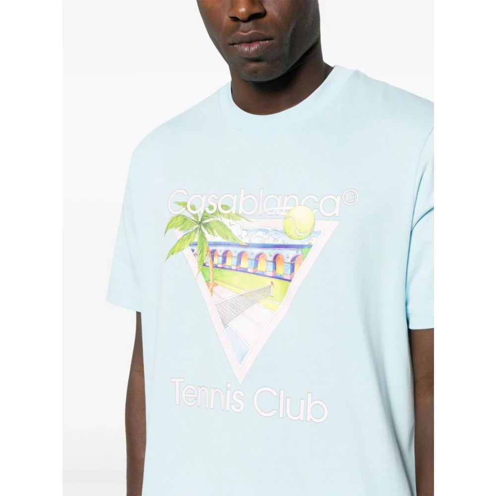 Casablanca Clear Blue Bedrukte T-shirts en Polos Blue Heren