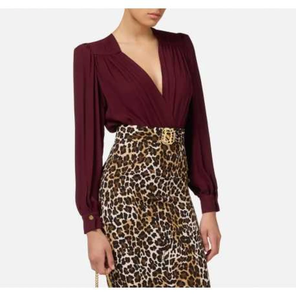 Elisabetta Franchi Bordeaux Viscose Body Blouse Cb009 CG3 Red Dames